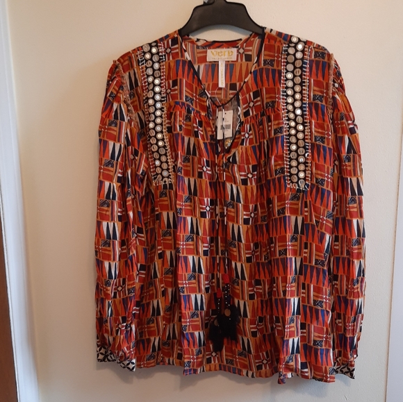 Anthropologie Verb Yasmeen Embroidered Peasant Blouse Top - Picture 4 of 16